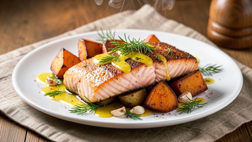 American Journey Salmon & Sweet Potato Recipe: Pan-Seared Richness with Caramelized Sweetness