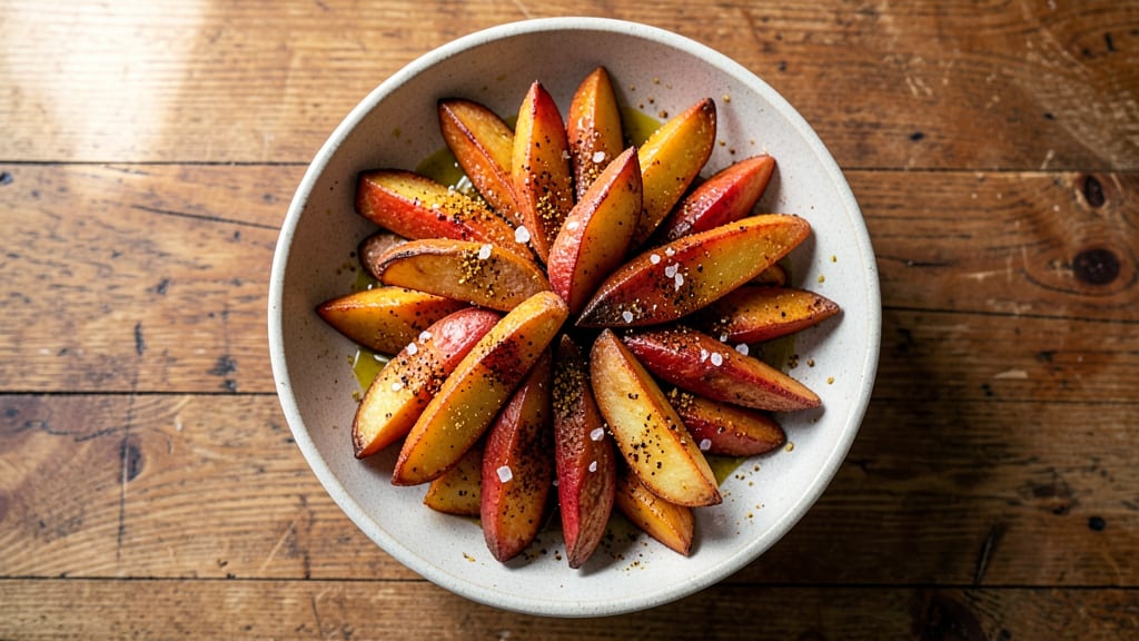 Baked Red Potato Wedges Recipe: Crispy Mustard-Crusted Wedges with Fluffy Cores