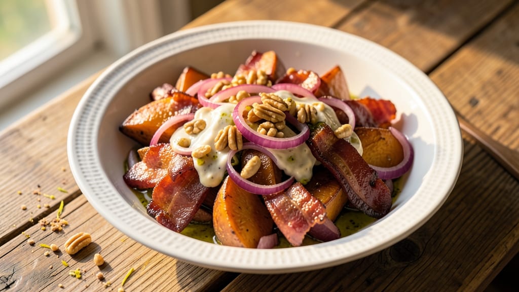 Sweet Potato Salad Recipe with Bacon: Smoky Crispy Bits and Creamy Sweetness