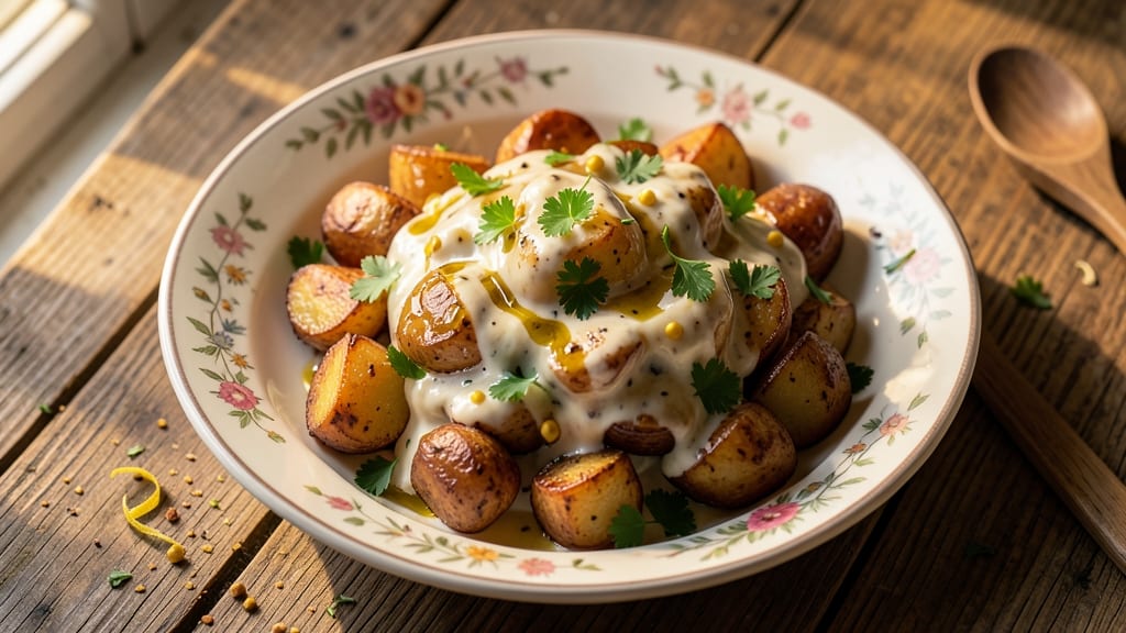 Austrian-Style Potato Salad Recipe: Crispy Mustard Seeds and Tangy Vinegar Magic