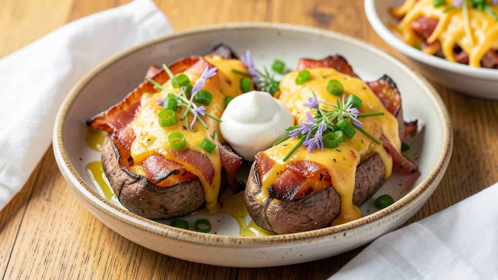 Stuffed Sweet Potato Skins Recipe: Crispy Lattice Crown Over Gooey Cheese Filling