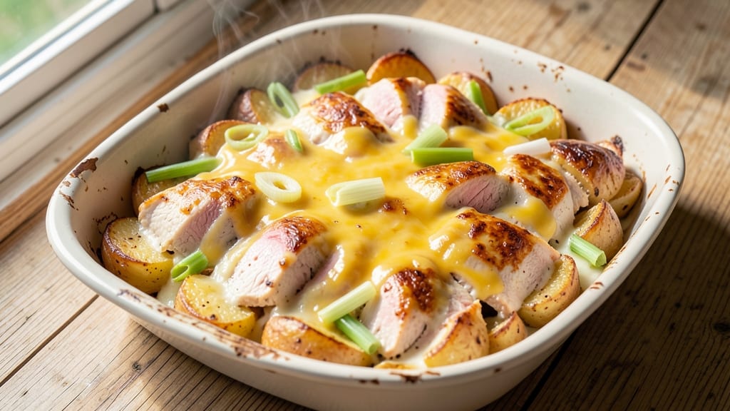 Baked Potato and Chicken Casserole Recipe: Crispy Celery Top, Creamy Cheese Harmony