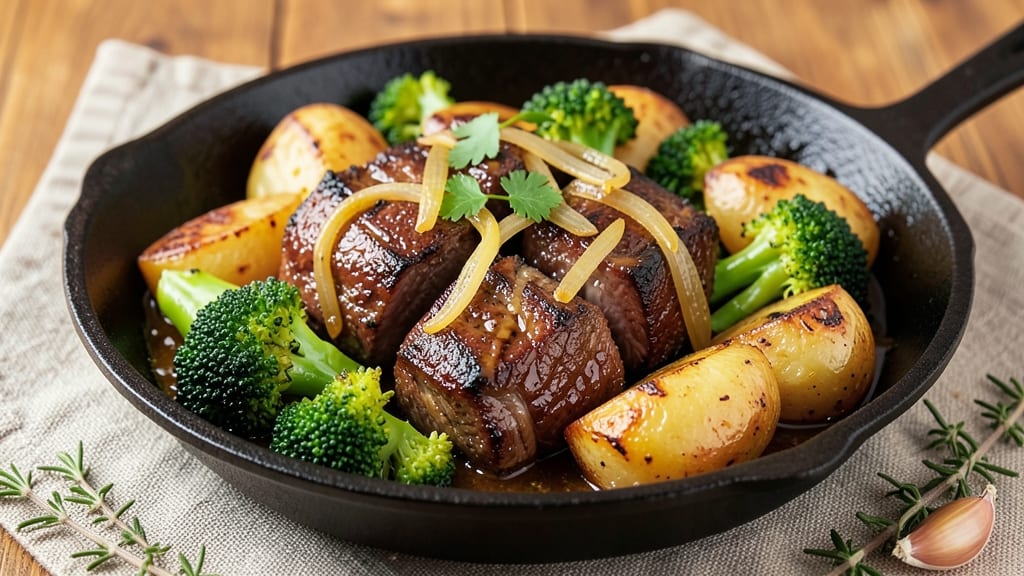Beef Broccoli and Potato Recipe: One-Pan Hearty Stew With Caramelized Onions