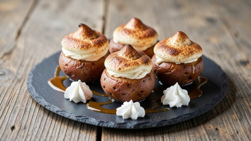 Sweet Potato Bombs Recipe: Spiced Custard Hearts With Crunchy Celery Crown