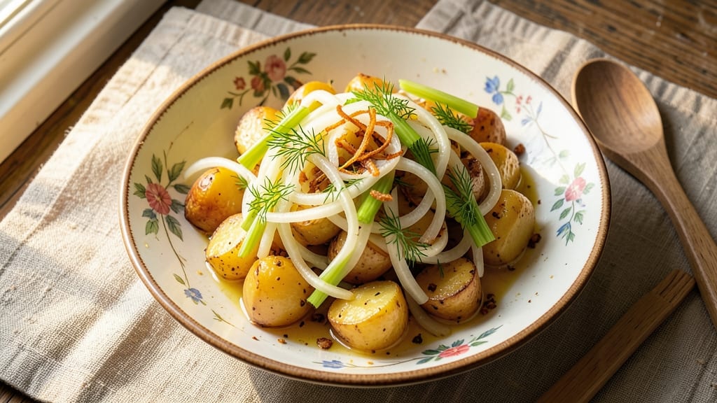 German Potato Salad Recipe From Germany: Vinegar-Based Crunch With Mustard and Celery Bites