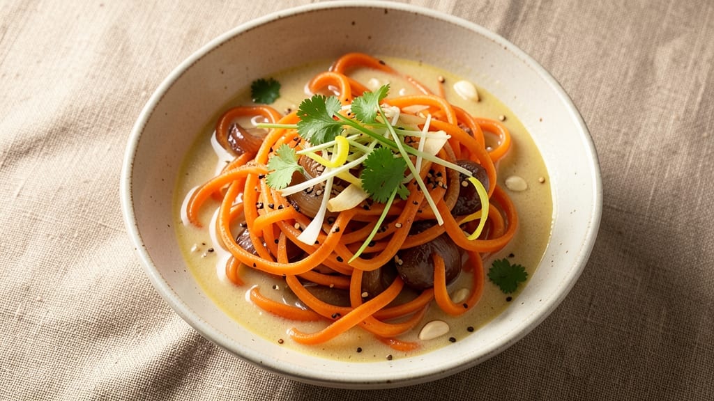 Sweet Potato Noodles Soup Recipe: Silken Noodles in Velvety Ginger-Broth Bliss