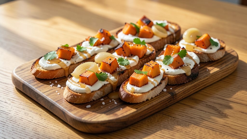 Sweet Potato Crostini Recipe for Thanksgiving: Crispy Toasted Bites with Creamy Mashed Topping
