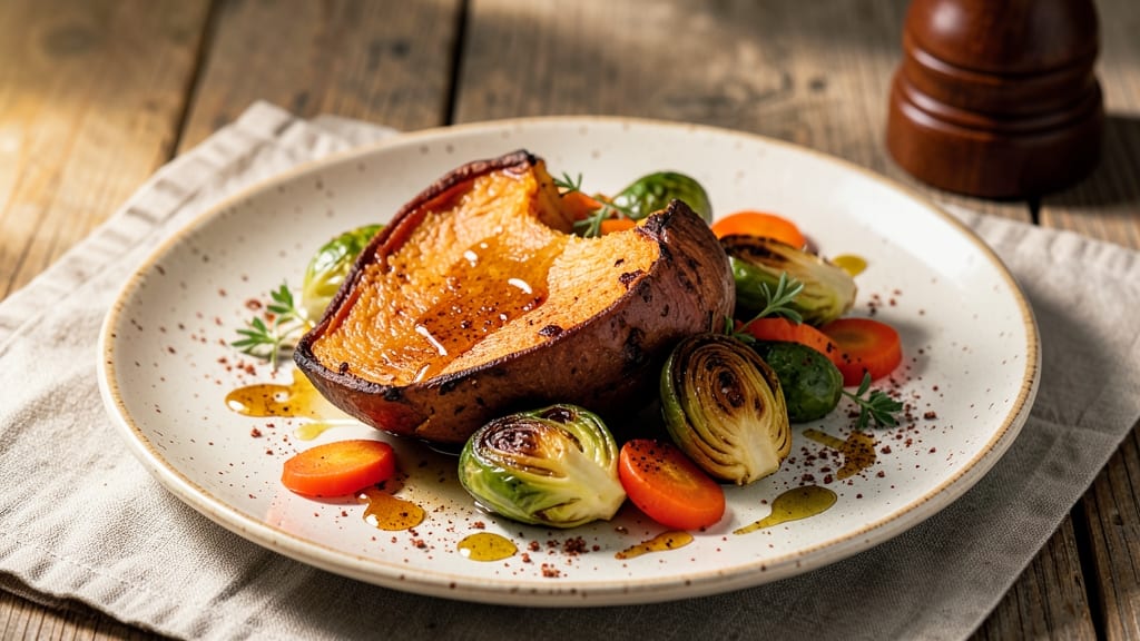 Sweet Potato and Veggies Recipe: Honey-Glazed Roast With Charred Sweetness