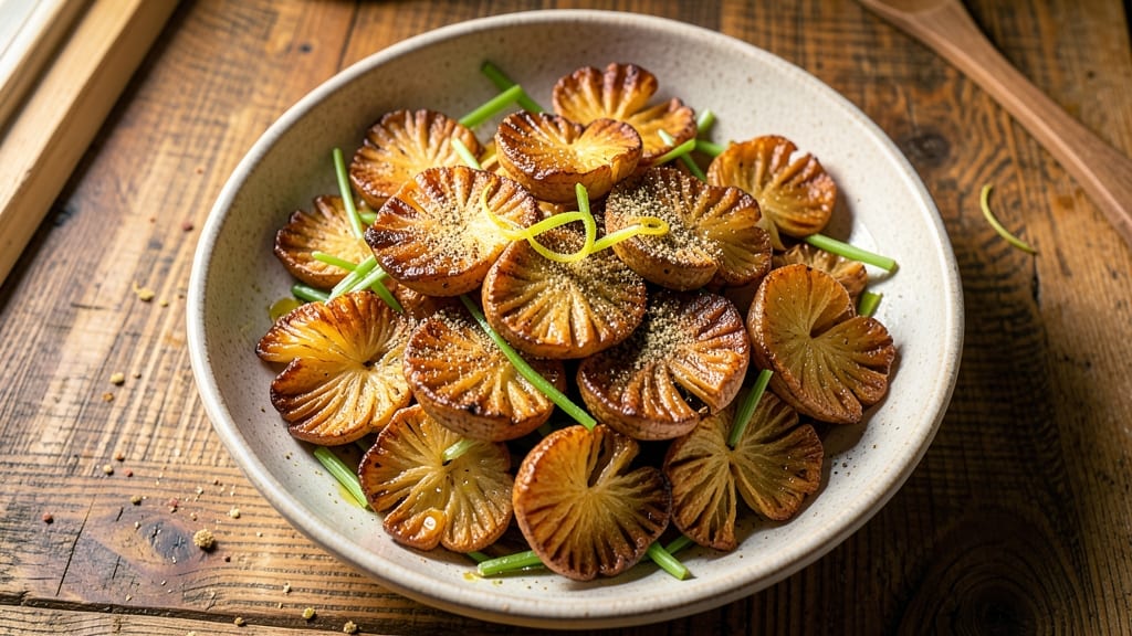 Air Fryer Blooming Potato Recipe: Crispy Celery Mustard Crunch Over Creamy Spiced Centers